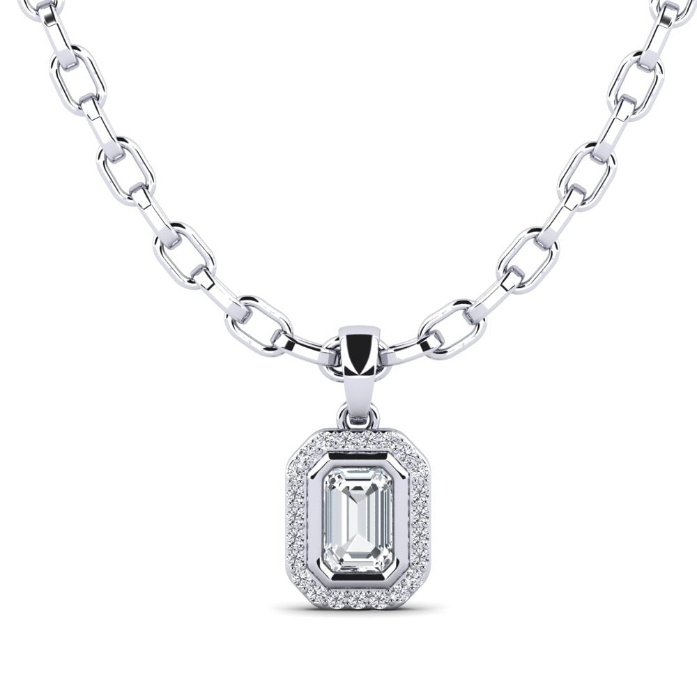 9ct White Gold White Zircon Men's Pendant Torm
