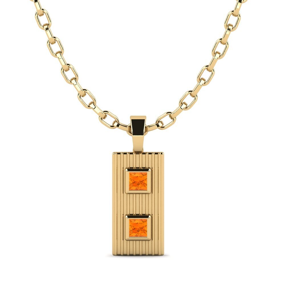 Orange Sapphire Men's Pendant Weisded