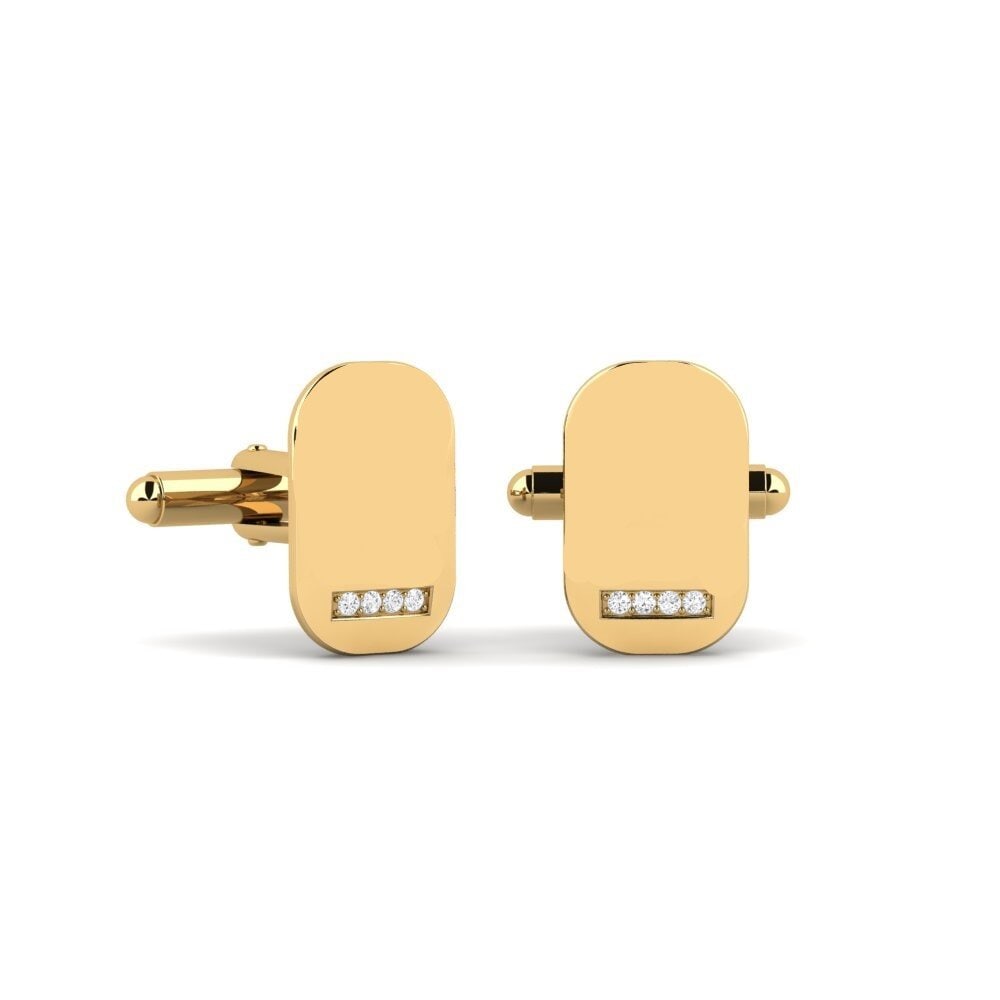 14ct Yellow Gold White sapphire Cufflink Arcalled