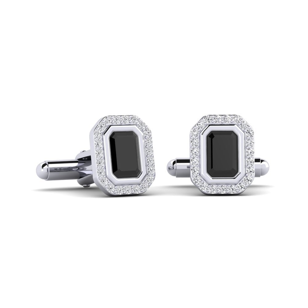 925 Sølv Sort Diamant Manchetknap Artsel