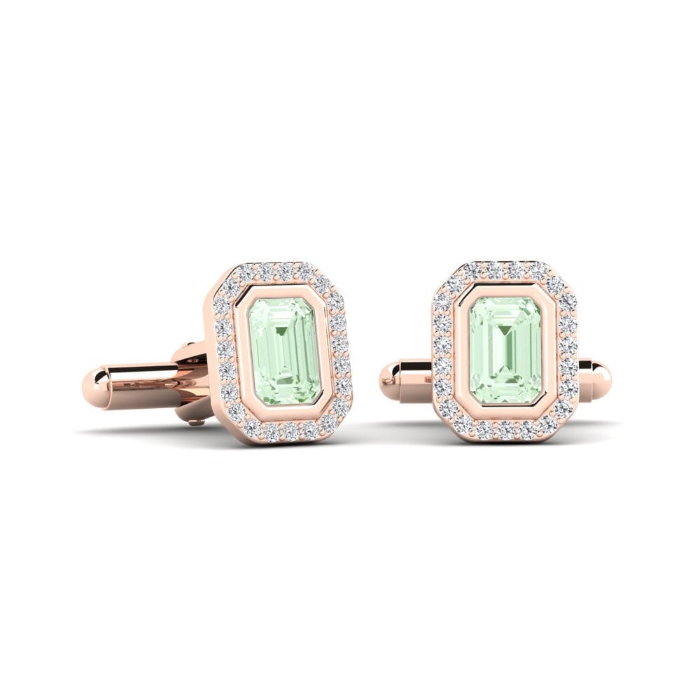 14ct Rose Gold Green Amethyst Cufflink Artsel