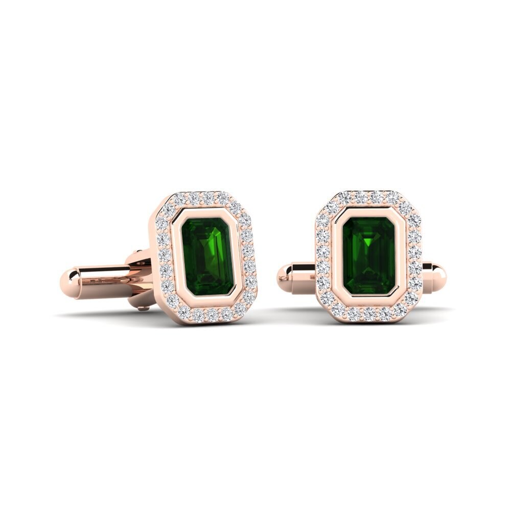 14ct Rose Gold Green Tourmaline Cufflink Artsel