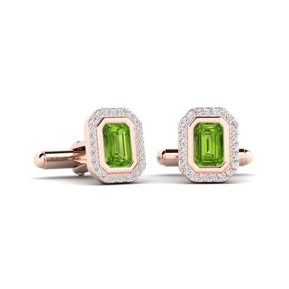 14ct Rose Gold Peridot Cufflink Artsel