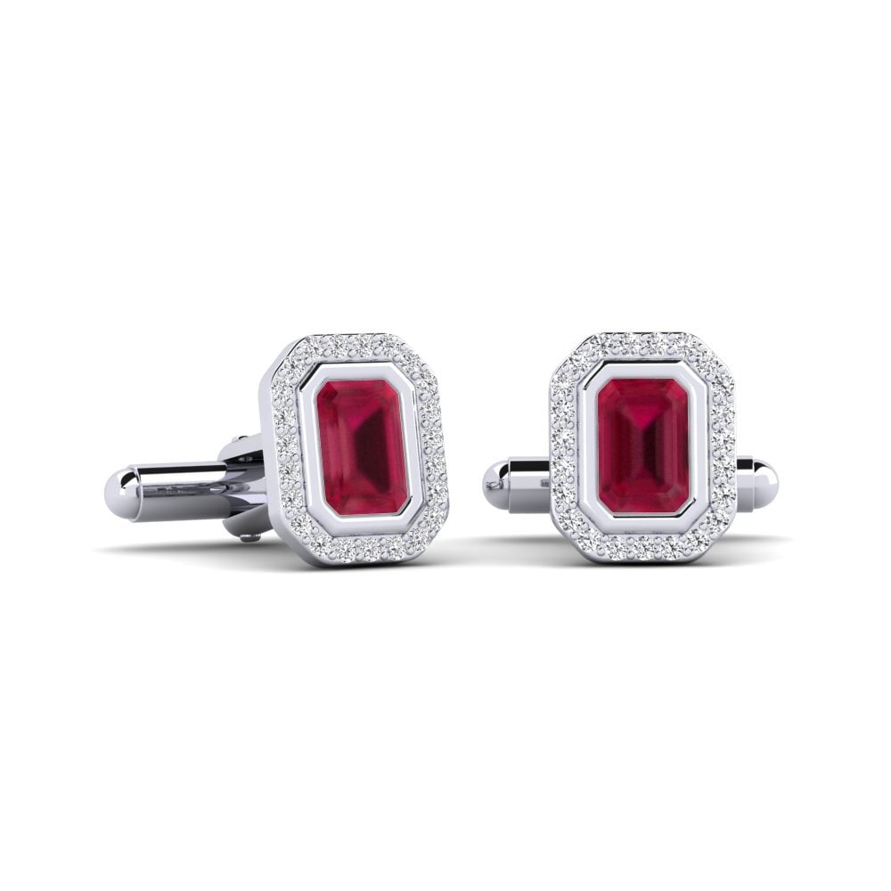 925 Prata de lei ruby Abotoadura Artsel
