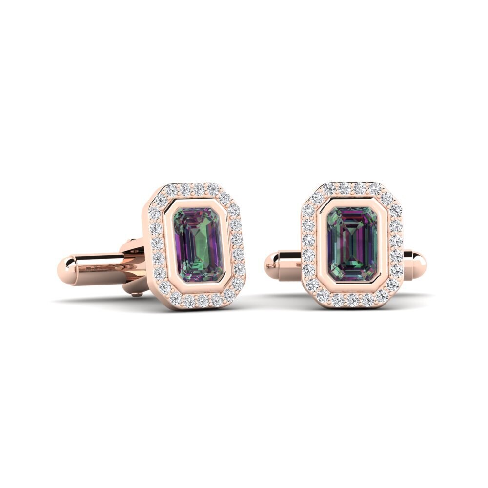 14ct Rose Gold Mystic Topaz Cufflink Artsel