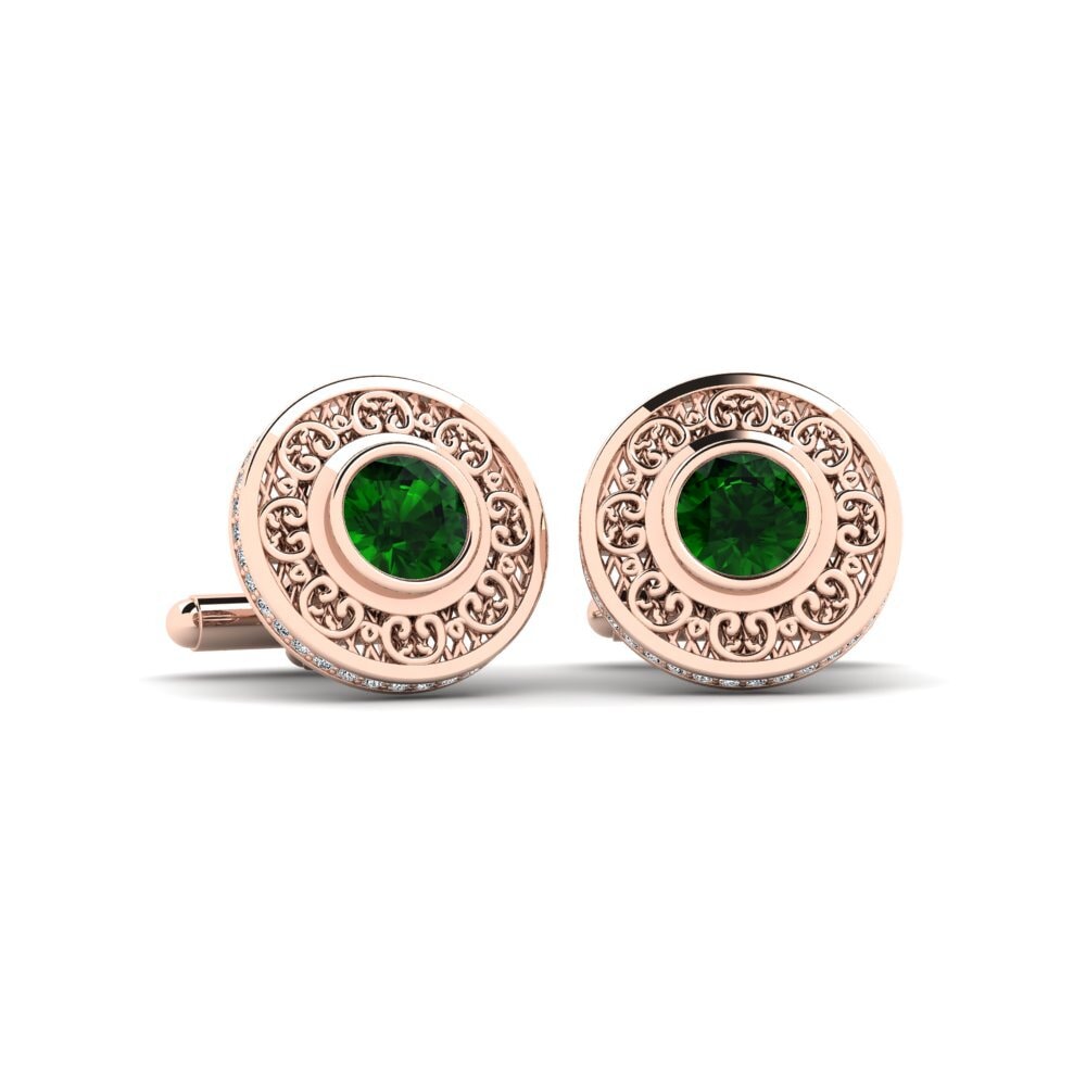 14ct Rose Gold Green Tourmaline Cufflink Doroyt