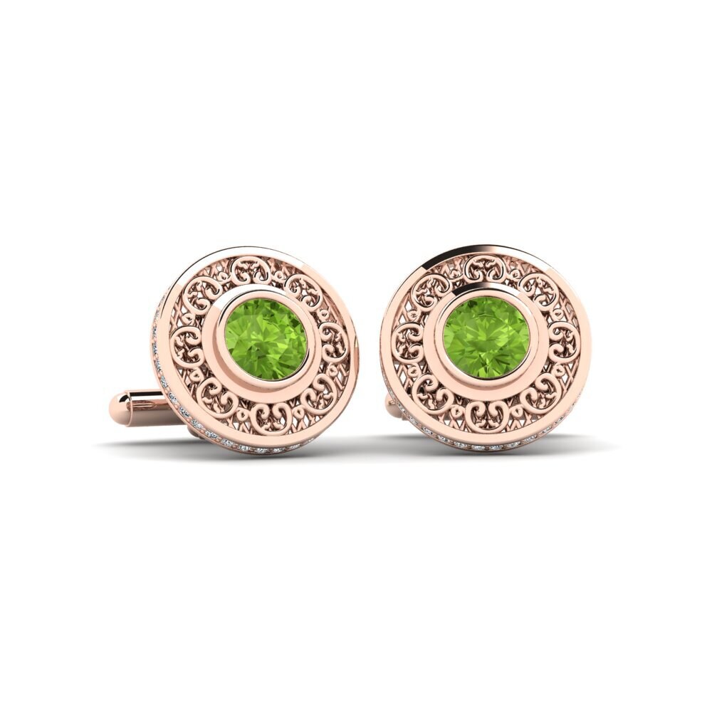 14ct Rose Gold Peridot Cufflink Doroyt