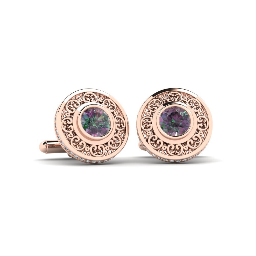 14ct Rose Gold Mystic Topaz Cufflink Doroyt
