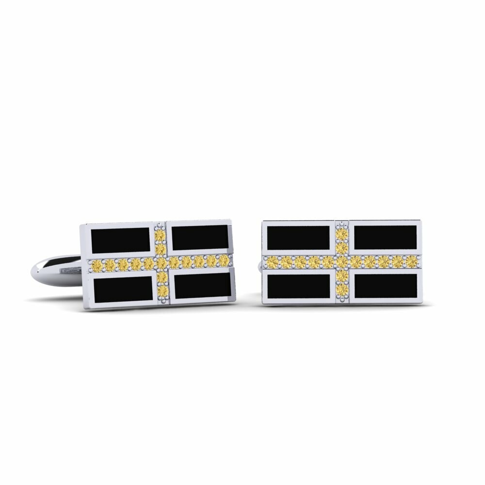 Yellow Diamond Cufflink Outwei