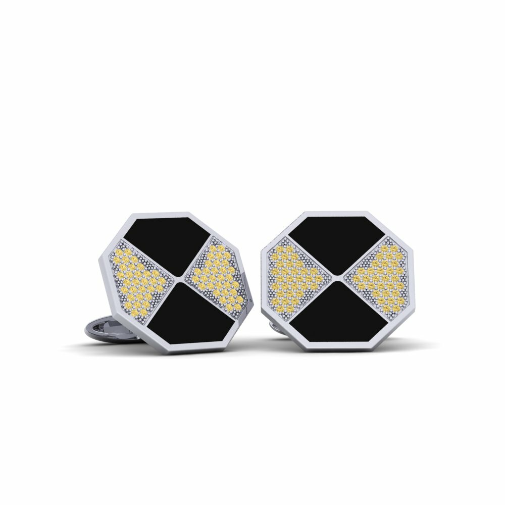 Bouton de manchette Poeme Diamant Jaune