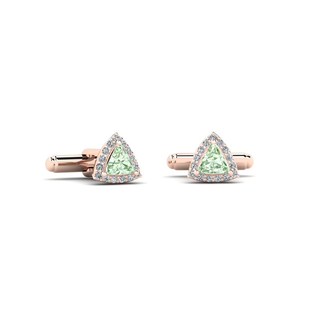 14ct Rose Gold Green Amethyst Cufflink Tantri
