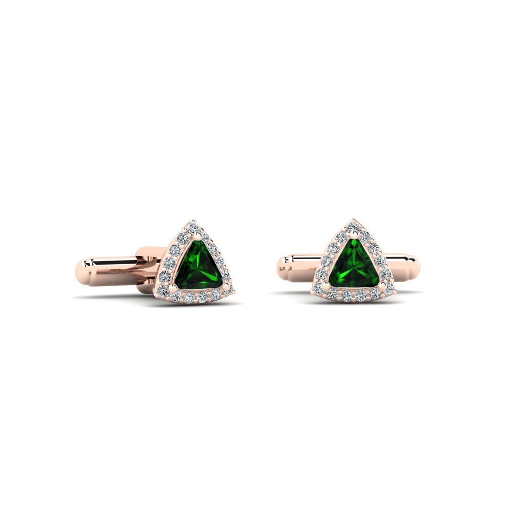 14ct Rose Gold Green Tourmaline Cufflink Tantri