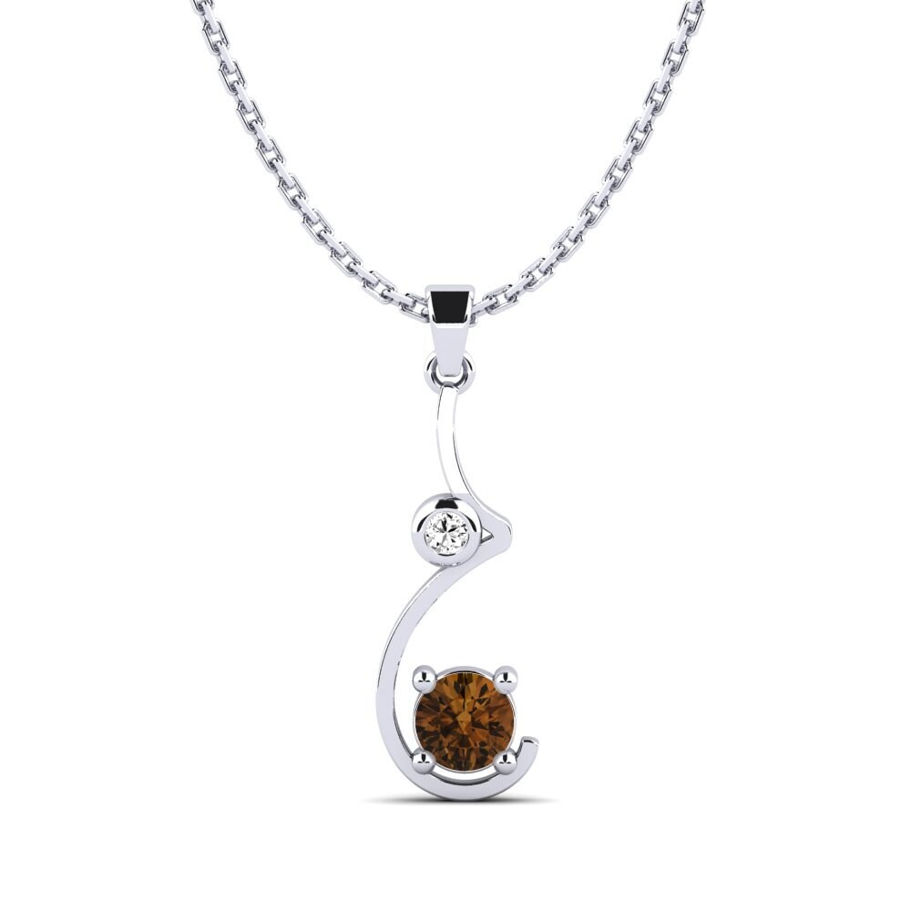 Plata 925 Circón Marrón Colgante de Mujer Matte