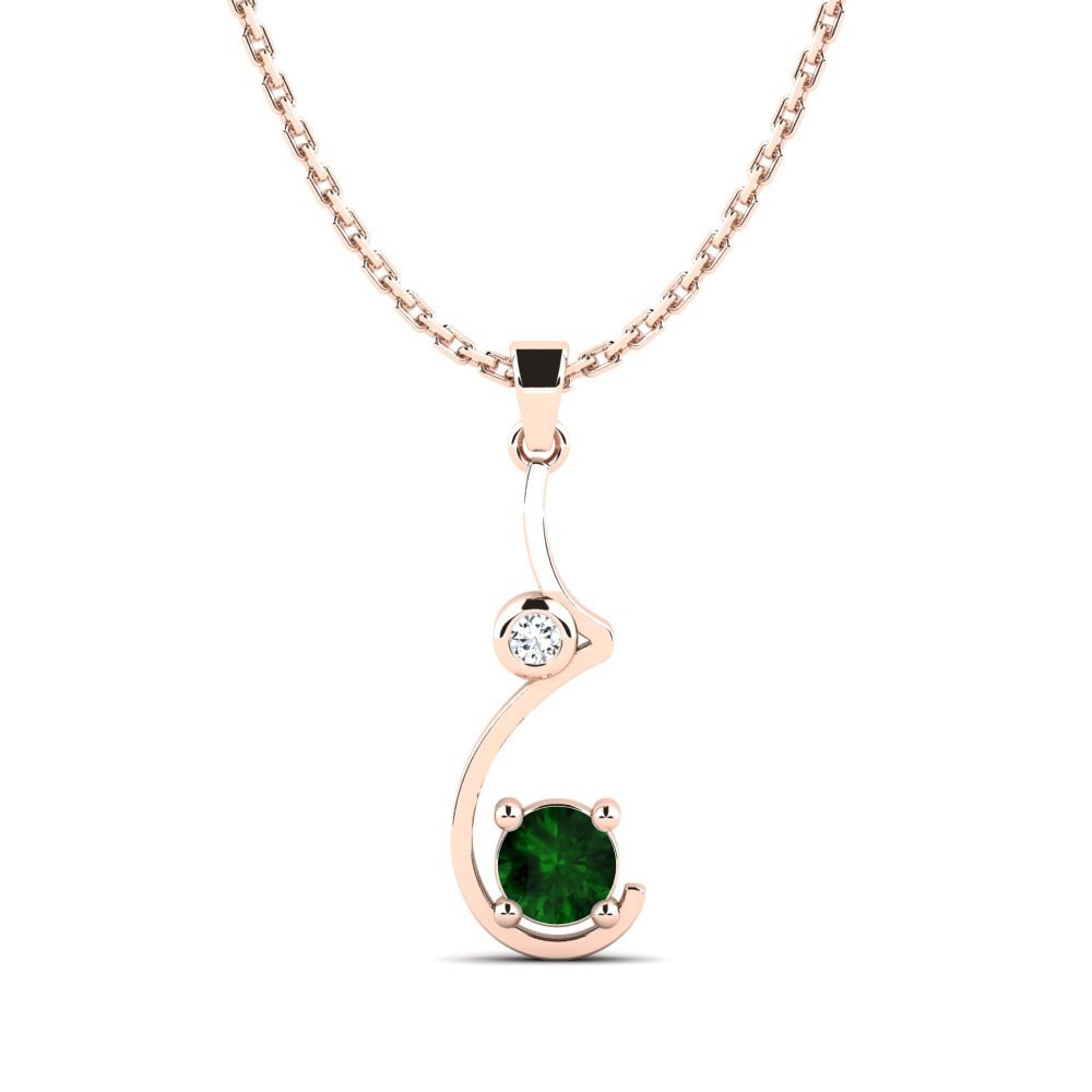 Round Green Tourmaline Women's Pendant Matte