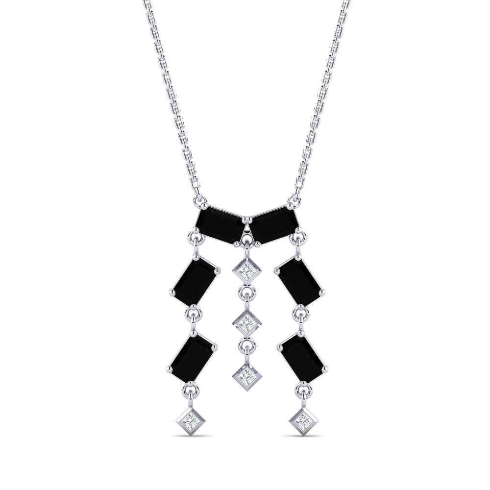 Emerald Cut Black Sapphire Necklace Menat
