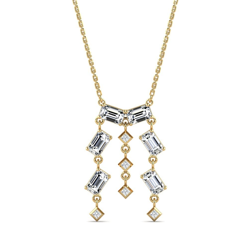 9k Oro Amarillo Esmeralda Collar de Mujer Menat