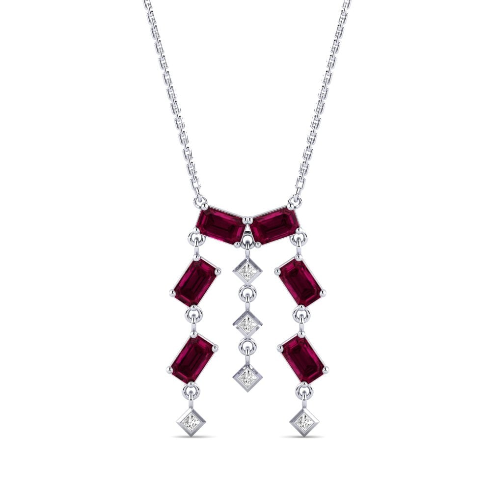 Emerald Cut Rhodolite Garnet Necklace Menat