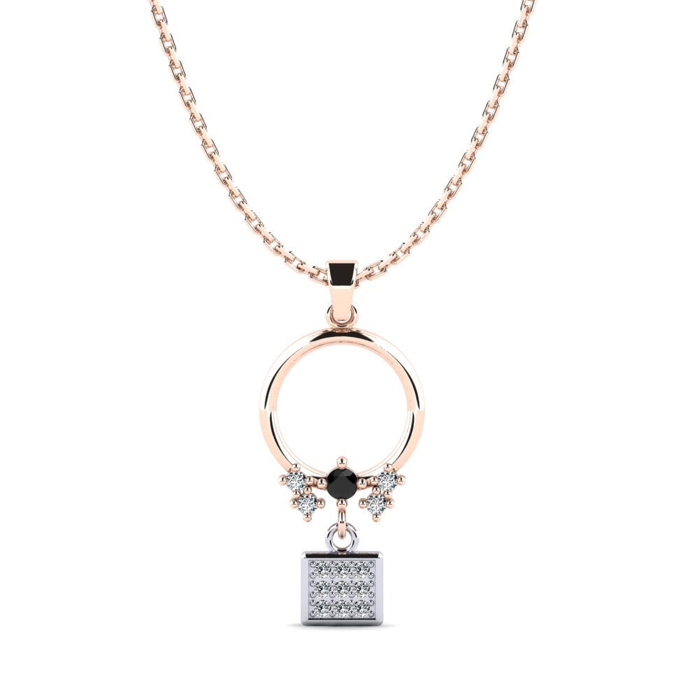14k Oro Rosa & Blanco Zafiro negro Colgante de Mujer Mentriah