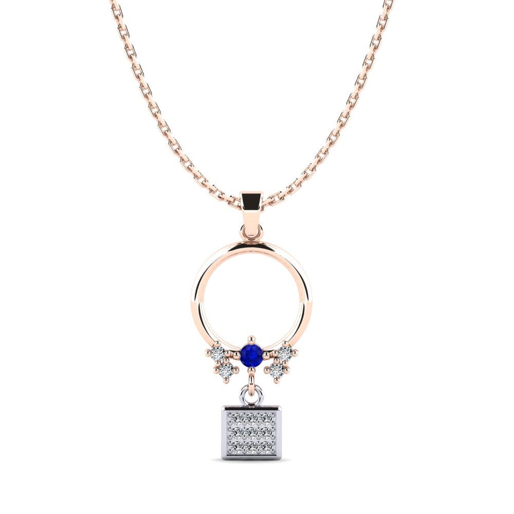 9k Oro Rosa & Blanco Zafiro Colgante de Mujer Mentriah