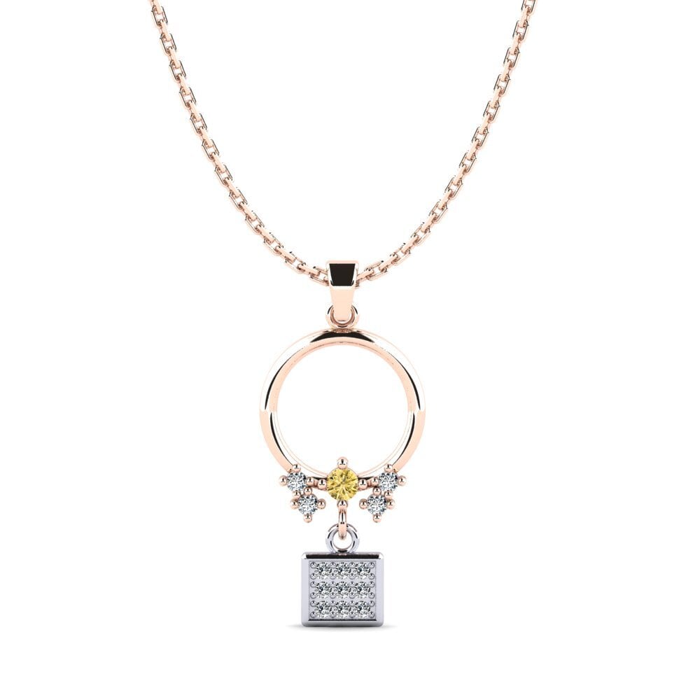 9k Oro Rosa & Blanco Diamante Amarillo Colgante de Mujer Mentriah