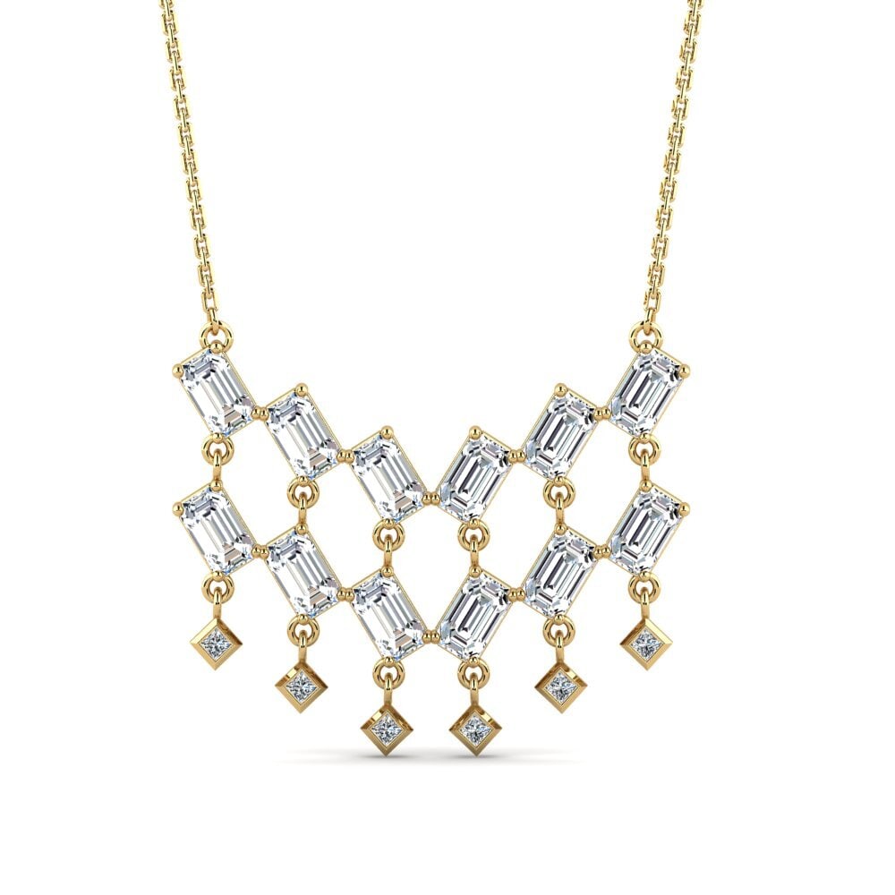 9k Oro Amarillo Esmeralda Collar de Mujer Meson