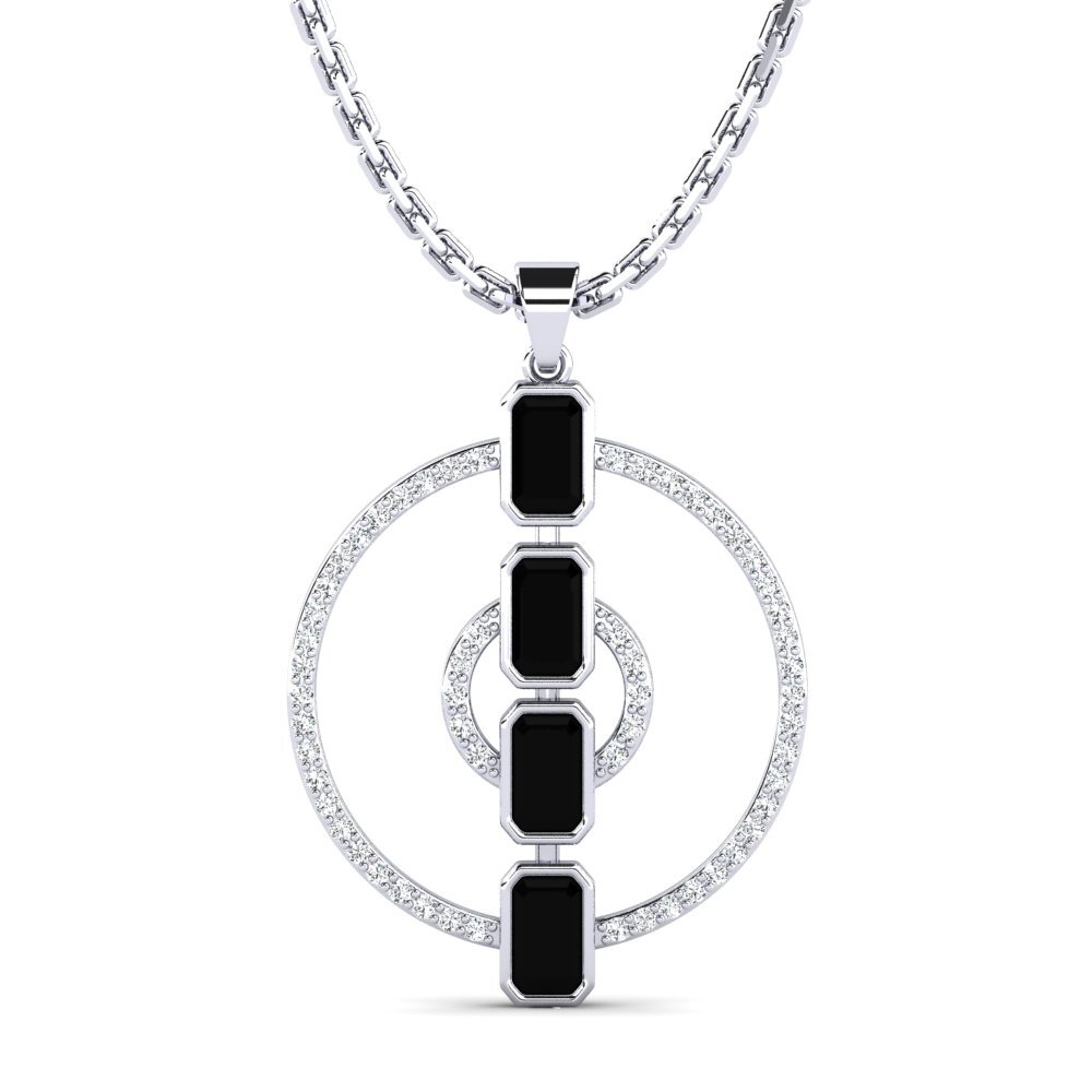 Emerald Cut Black Sapphire Pendant Midinette