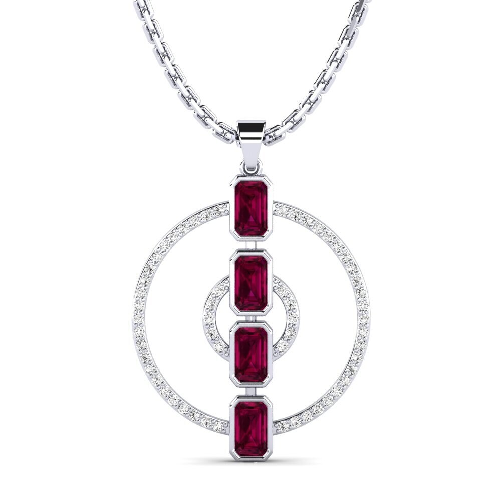 Emerald Cut Rhodolite Garnet Pendant Midinette