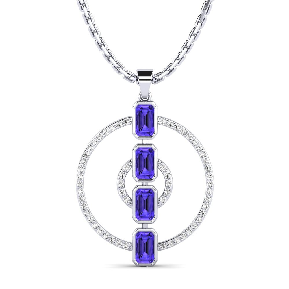 Kiểu Cắt Emerald Đá Tanzanite Mặt dây chuyền nữ Midinette