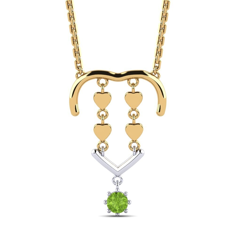 9k Oro Amarillo & Blanco Peridoto Collar de Mujer Mlan