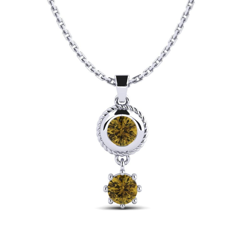 Paladio 950 Circón Marrón Colgante de Mujer Mumbles