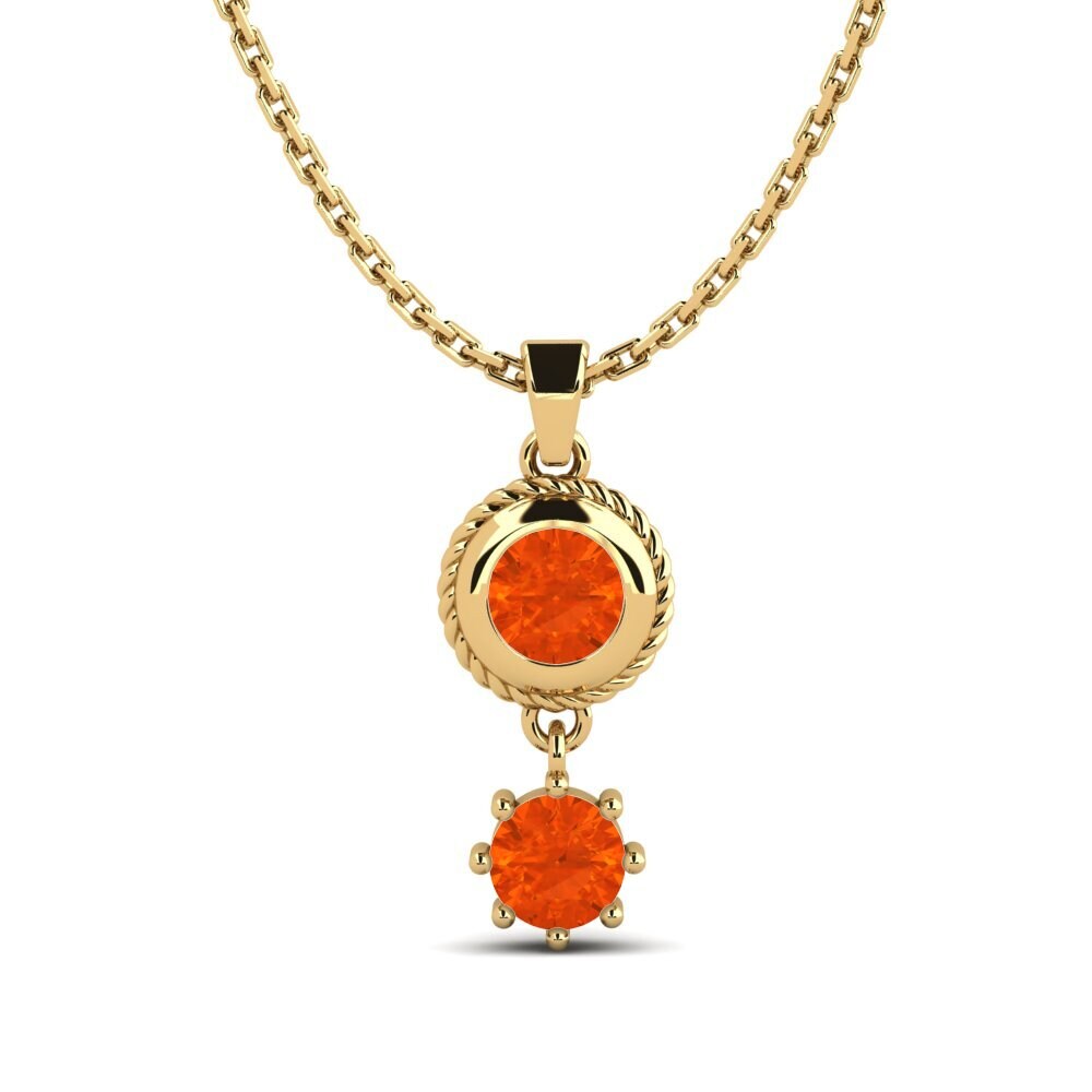 9k Oro Amarillo Ópalo Fuego Colgante de Mujer Mumbles