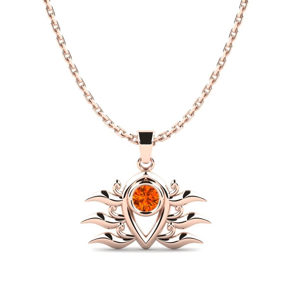 14k Oro Rosa Zafiro Naranja Colgante de Mujer Patmos