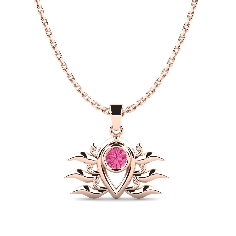 9k Oro Rosa Turmalina rosa Colgante de Mujer Patmos