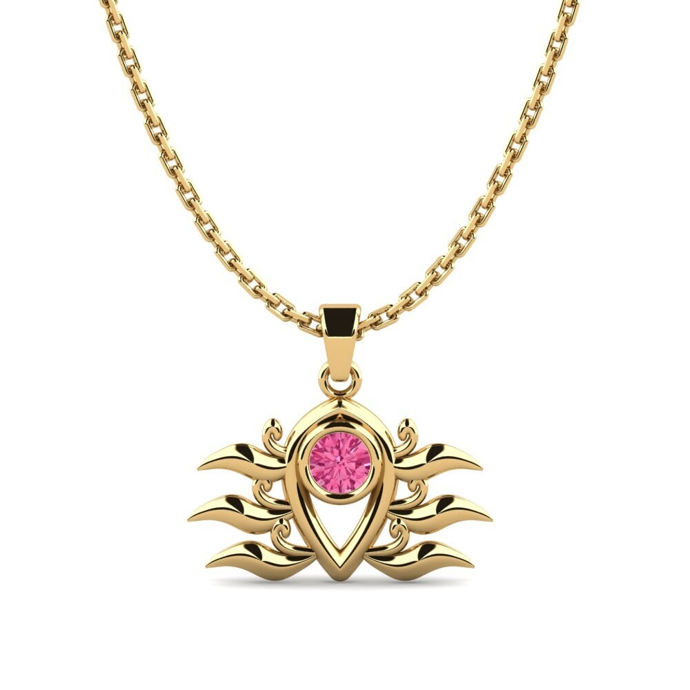 14k Oro Amarillo Turmalina rosa Colgante de Mujer Patmos