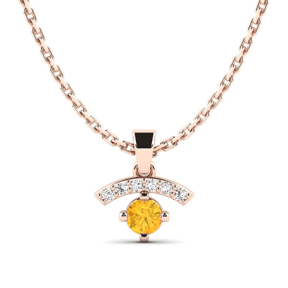 14k Oro Rosa Citrino Colgante de Mujer Reblent