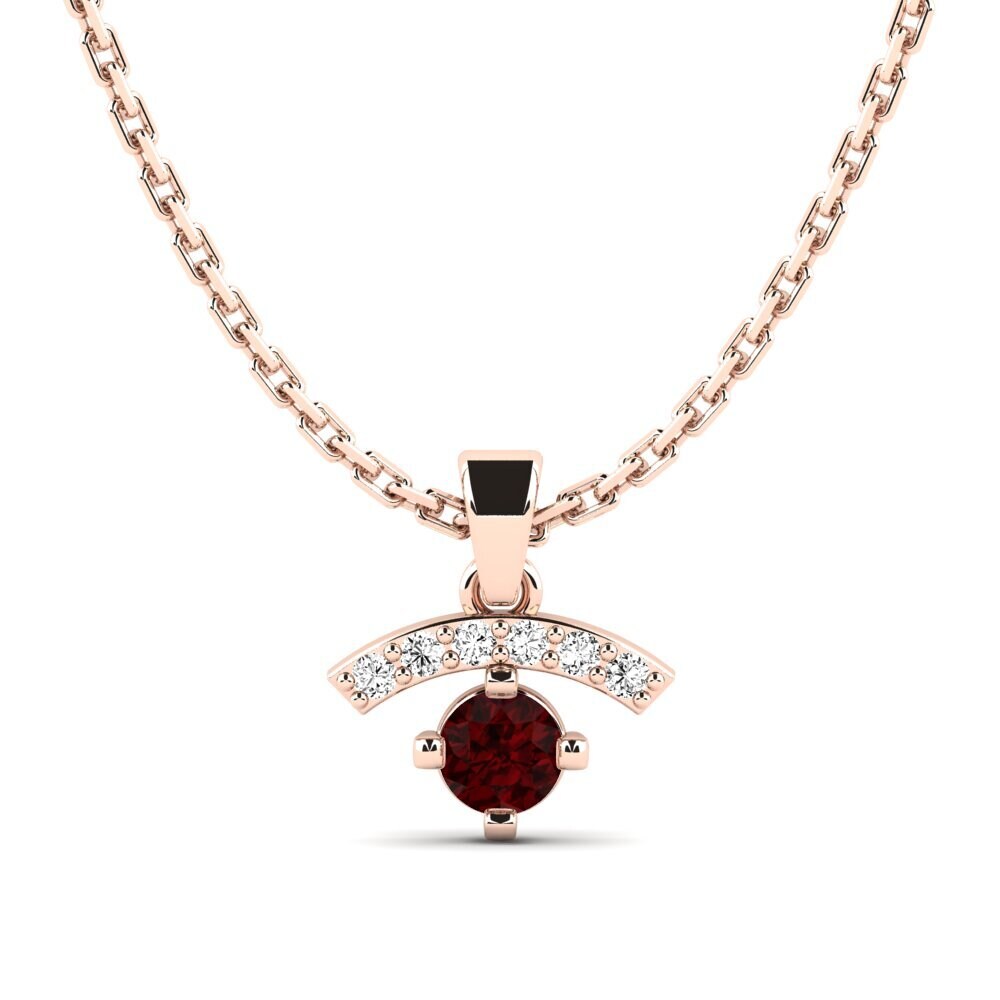 14k Oro Rosa Granate Colgante de Mujer Reblent