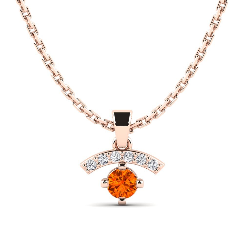 14k Oro Rosa Zafiro Naranja Colgante de Mujer Reblent