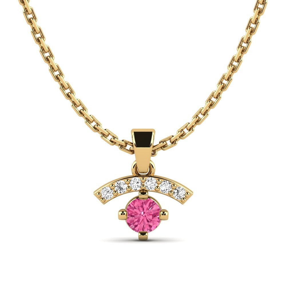 14k Oro Amarillo Turmalina rosa Colgante de Mujer Reblent