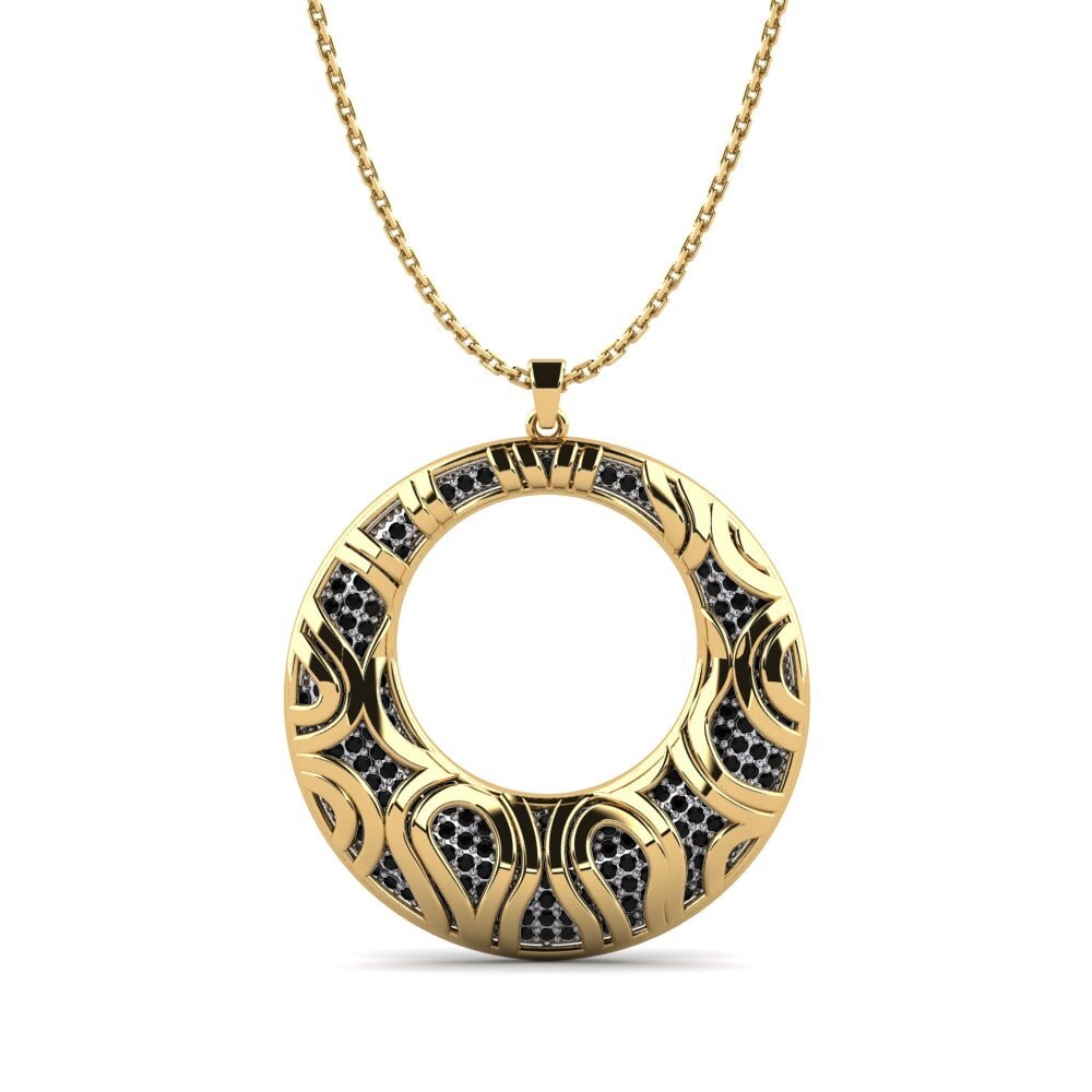 9k Oro Amarillo & Blanco Diamante Negro Colgante de Mujer Deskonekt