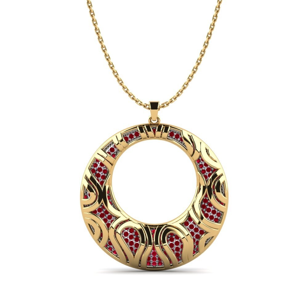 18k Oro Amarillo & Blanco Circonita Roja Colgante de Mujer Deskonekt