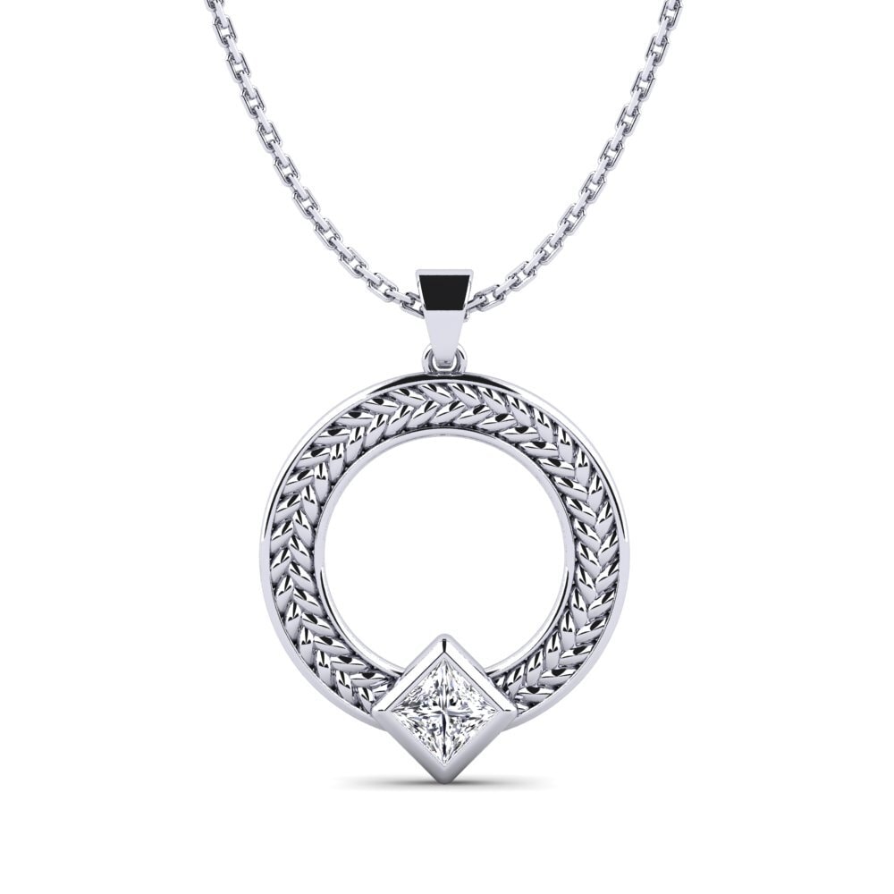 14ct White Gold Princess Lab Grown Diamond Women's Pendant Eloge