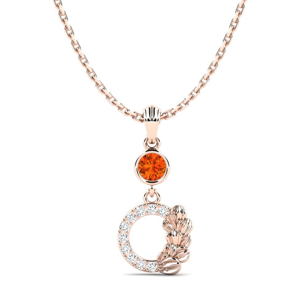 14k Oro Rosa Zafiro Naranja Colgante de Mujer Linsh