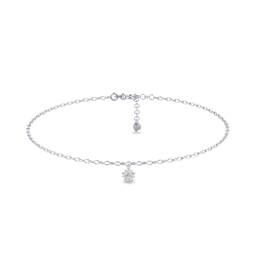 18k Oro Blanco Moissanita Tobillera de mujer Lakish