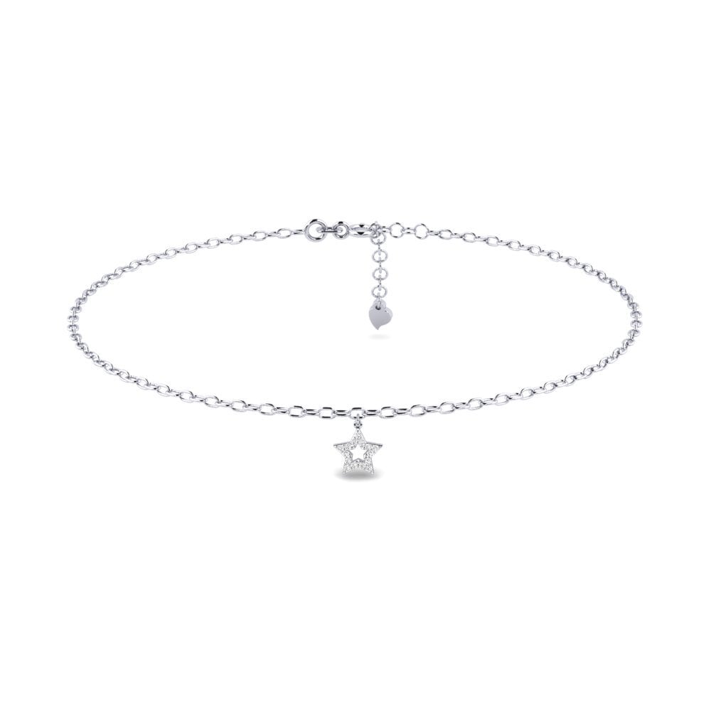 18k Oro Blanco Moissanita Tobillera de mujer Loosing