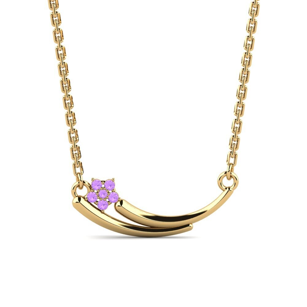 14k Oro Amarillo Amatista Collar de Mujer Agnesge