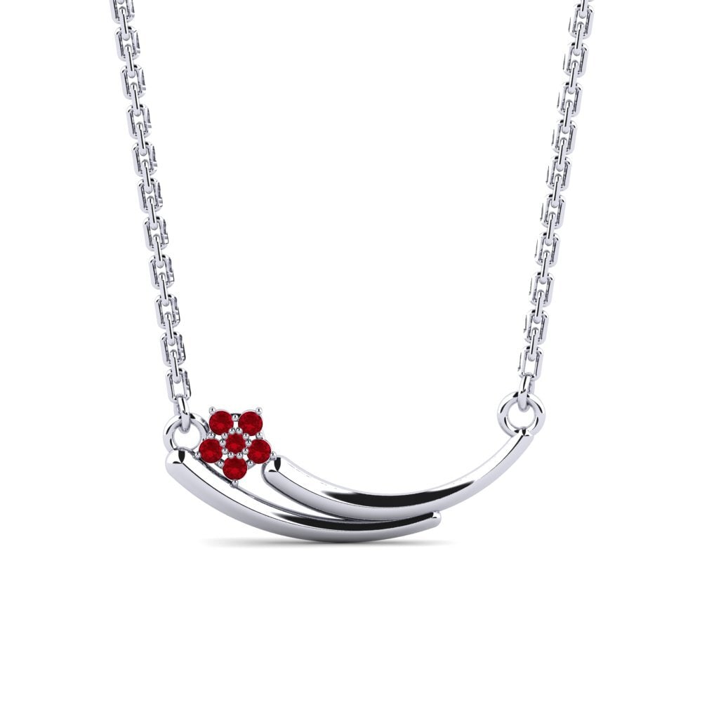 Platino 950 Circonita Roja Collar de Mujer Agnesge