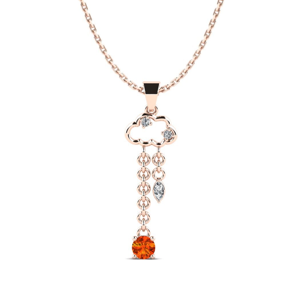 14k Oro Rosa Zafiro Naranja Colgante de Mujer Alpe