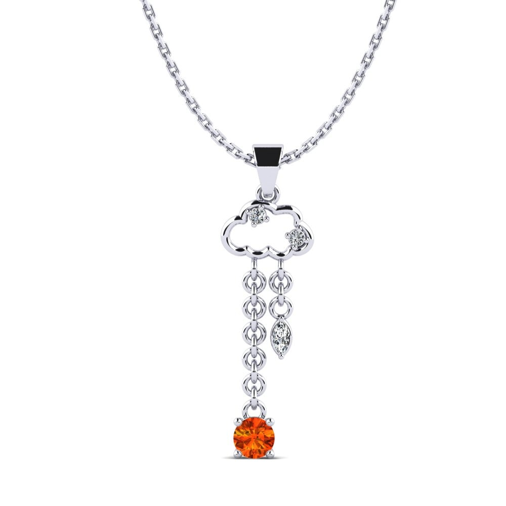 14k Oro Blanco Zafiro Naranja Colgante de Mujer Alpe