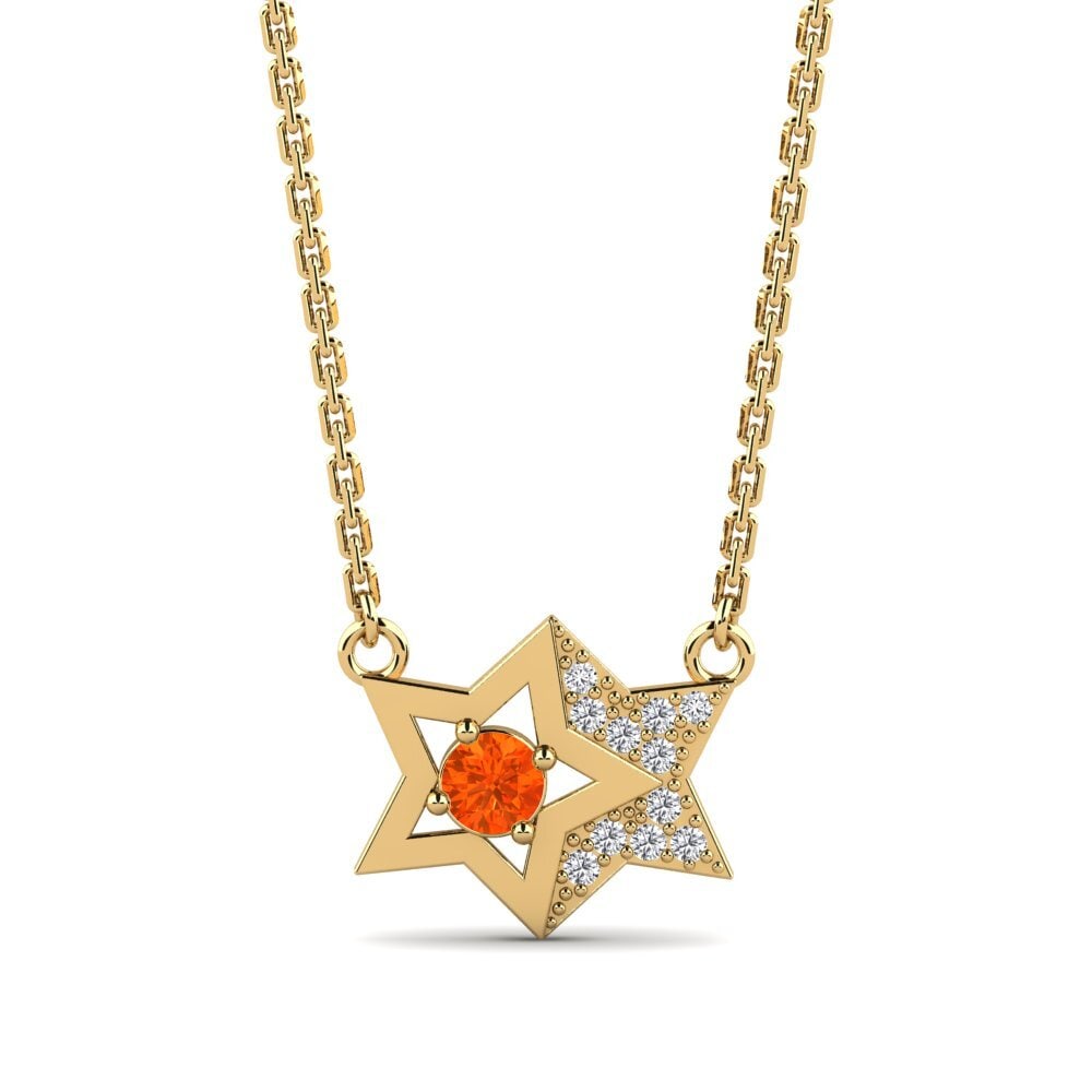 9k Oro Amarillo Ópalo Fuego Collar de Mujer Alysoun