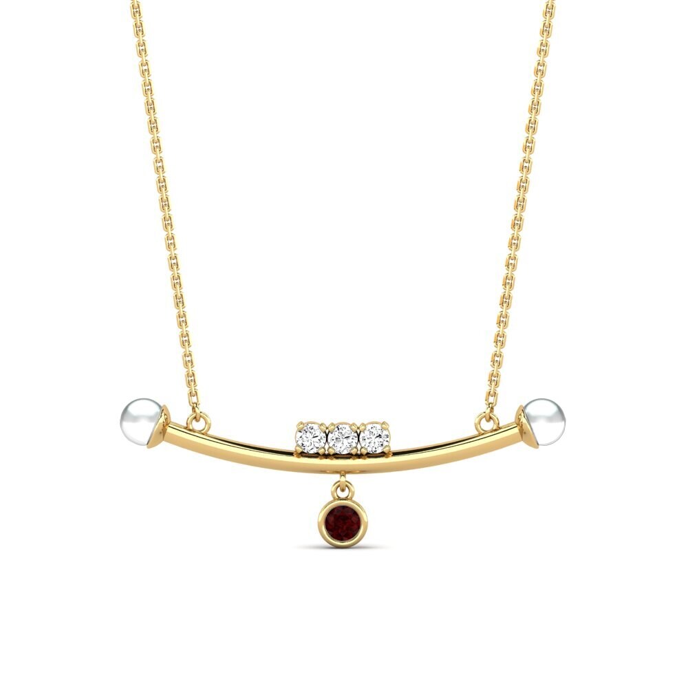Gelbgold 750 Granat Damen halskette Bhaltair